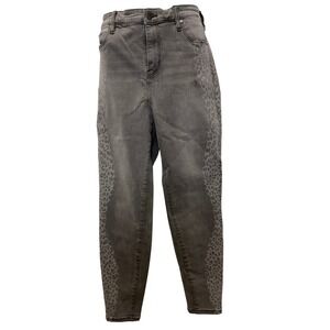 Liverpool Abby Skinny‎ Jeans Gray Cheetah Print Size 14 Stretch Mid Rise
